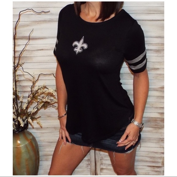 New Orleans Saints Fleur de Lis 1/2 Slv Black 2118 - Picture 2 of 5